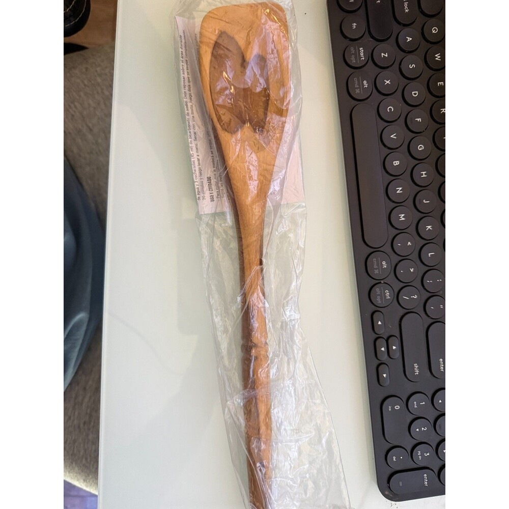 Pampered Chef NEW Teak Wooden Corner Spoon #2003 Rare New in Bag